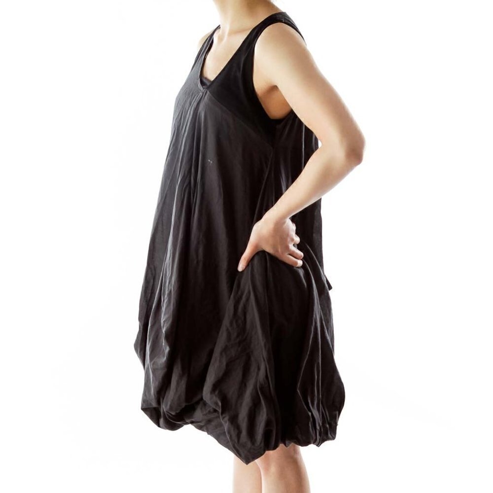 izzue Black V-Neck Puffy Day Dress - Picture 2 of 3